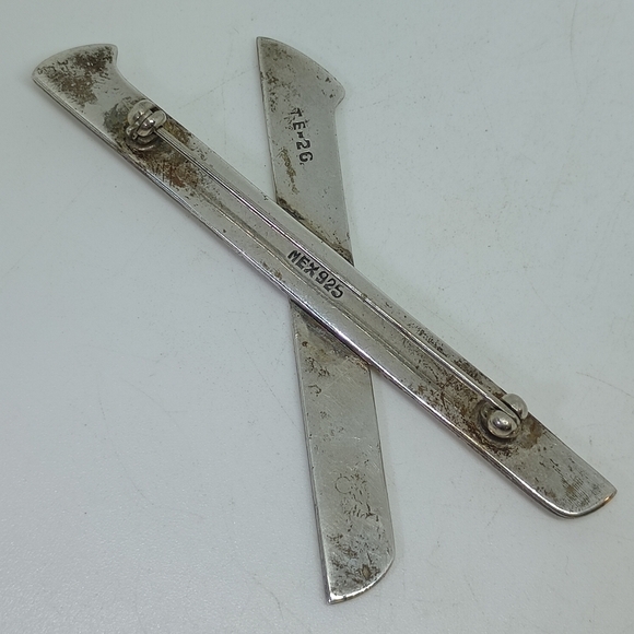 * vintage Mexico Taxco sterling silver 925 modernist X brooch pin - Picture 4 of 6